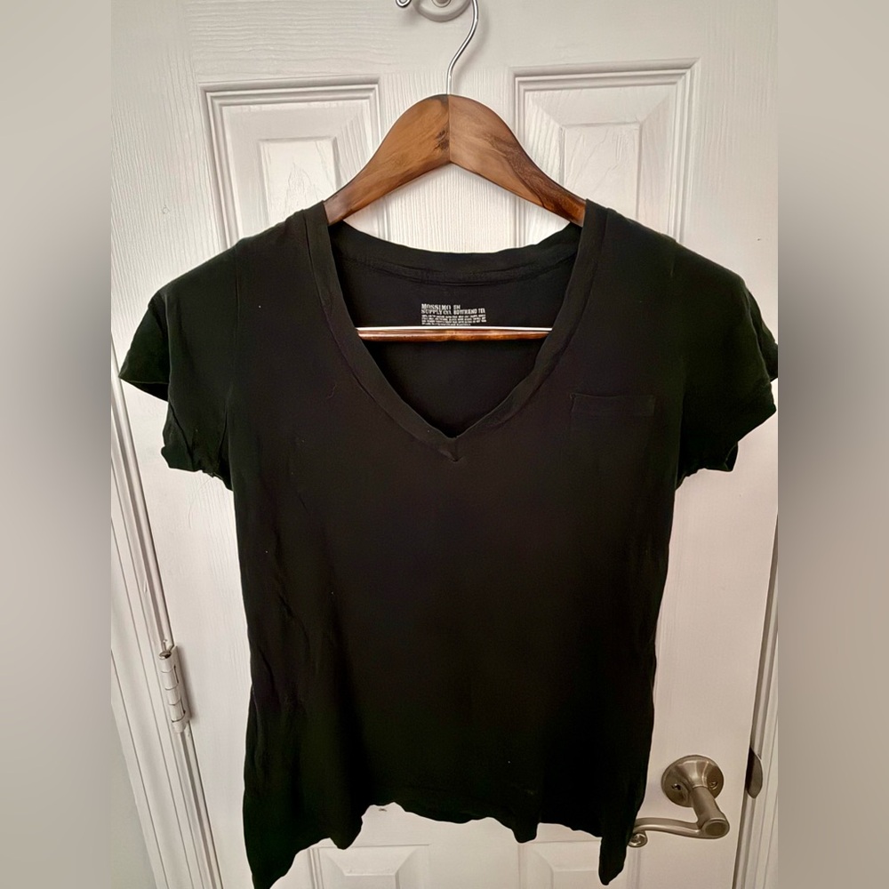 Mossimo Supply Co. Women's Black V-Neck Pocket Tee